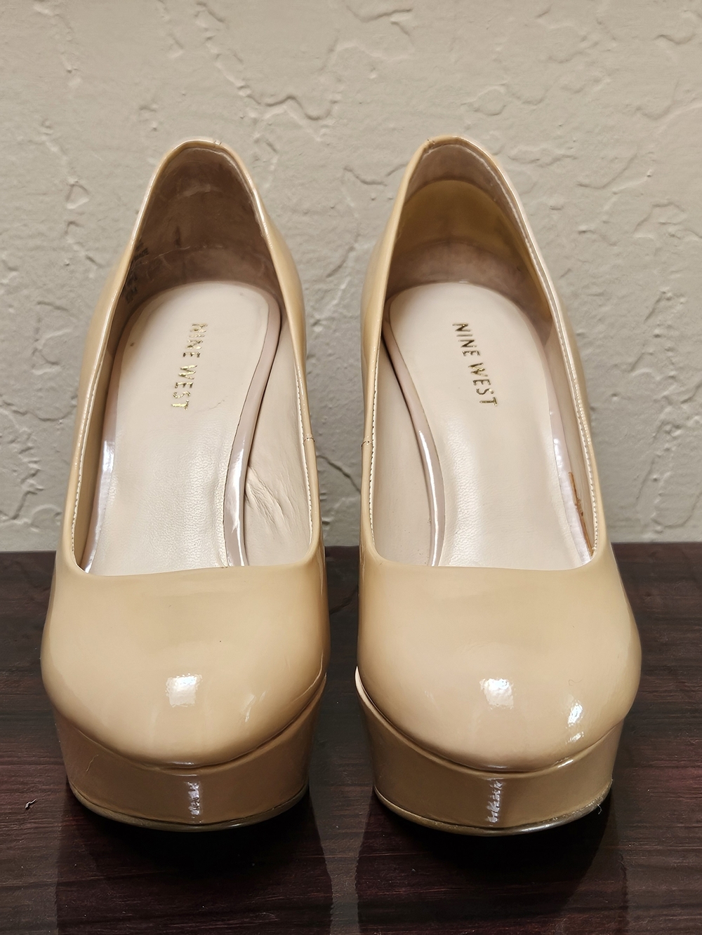 Nine West Women's Nude Patent Platform Pumps, Size 5.5 - (Item #93)